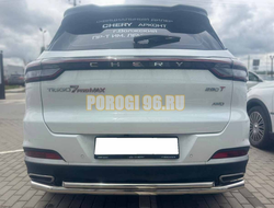 Защита заднего бампера двойная Папа Тюнинг d60/42 для Chery Tiggo 7 Pro Max 2024-