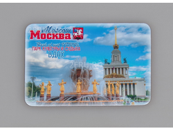 Гибкий сувенирный магнит на холодильник 8х6 см. с фото ВДНХ фонтан