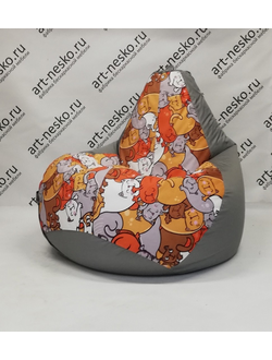 Кресло-мешок БИГ БОСС комби Кот серый/Дюспо серый