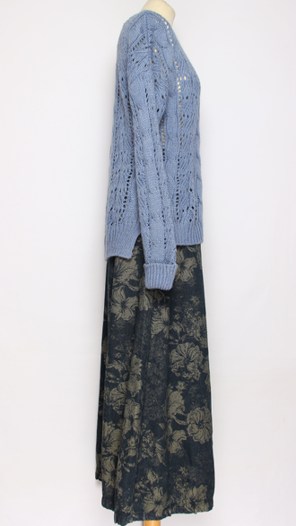 ДЖЕМПЕР "АЖУРНЫЙ" джинс, бирюзовыйр.44-48