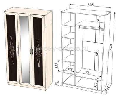 Шкаф Рио 3-х дверный с фотопечатью