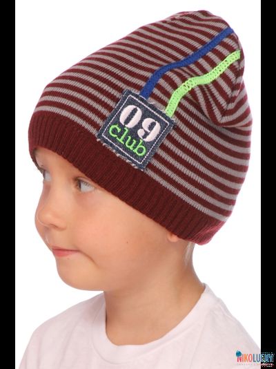 Шапка  18202-15, цвет темно-бордовый, серый  р. 48-50