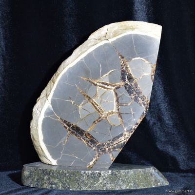 Септария - полированный спил на подставке из камня 230*95*270мм