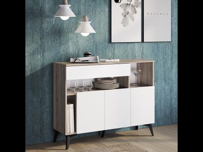 Комод Ева КМ-11 дуб смоки/белый (Мебелони)