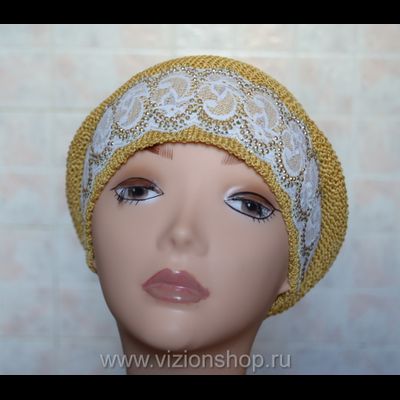 Вязаный летний головной убор Vizio италия 4813 песочный берет