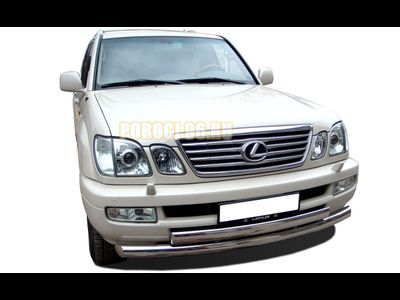 Защита переднего бампера (радиус) двойная d76/75х42 (овал) для Lexus LX 470 (1998-2007)