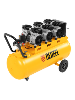 Компрессор безмасляный, малошумный  DLS 2250/100, 2250 Вт, 3x750, 100 л, 410 л/мин блок управления/ Denzel
