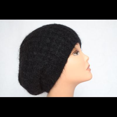 Женский вязаный берет однослойный из мохера и шерсти Италия Vizio 5967 BO черный