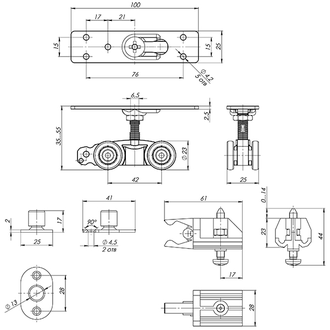Комплект Armadillo (Армадилло) для раздвижных дверей Comfort - PRO SET 1 /rollers/ 80 (CFA170)