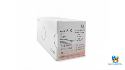 Мононить рассасывающаяся WEGO PGCL USP 5-0, обратно-режущая игла 3/8 16 мм, 75 см, фиолетовая (артикул Q53163V-75)