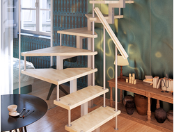 Модульная малогабаритная лестница поворот 180