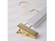T88W Вешалка деревянная белая с зажимами и крючком золото L=320 мм