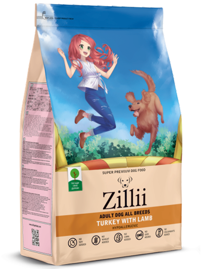 ZILLII Adult Dog Корм сухой для взрослых собак всех пород Индейка с Ягненком 0.8 кг