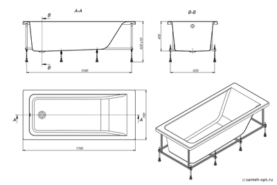 Акриловая ванна Roca EASY 170x70 (ZRU9302905)