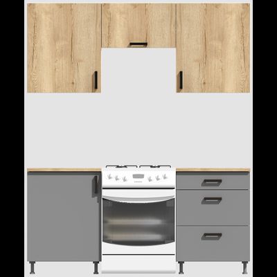 Кухня эконом 1,2 метра (600х600) Цвет: Дуб Вотан/Базальт