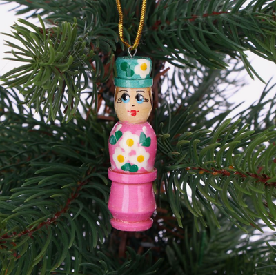 Матрёшка «Котик» с ёлочными деревянными игрушками, 7шт