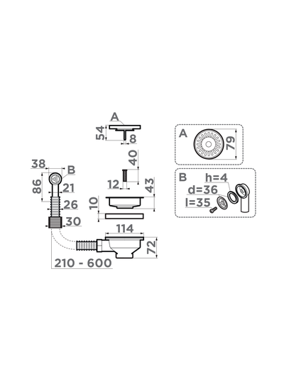 Перелив и выпуск со стоп-вентилем D-01 AB