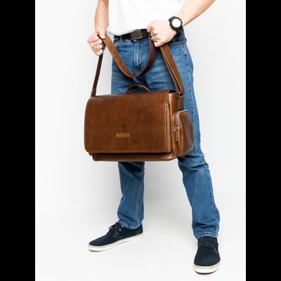 Кожаная мужская сумка Toara Premium brown (арт. 5058-63)