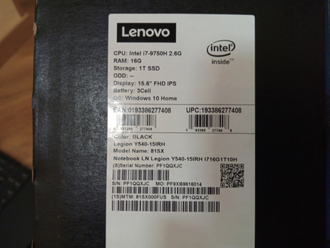 НОВЫЙ LENOVO LEGION Y540-15IRH 81SX000FUS ( 15.6 FHD IPS 144Hz I7-9750H RTX2060(6Gb) 16Gb 1000SSD )