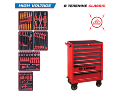 Набор инструментов 117 предметов, "HIGH VOLTAGE", в красной тележке KING TONY 934-117MRVE