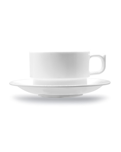 Чашка с блюдцем 200 мл, D 83 мм, H 55 мм, поликарбонат, белый, штабелируемые