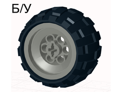 ! Б/У - Wheel 43.2 x 28 Balloon Small with Black Tire 43.2 x 28 S Balloon Small 6580 / 6579, Dark Bluish Gray (6580c01) - Б/У