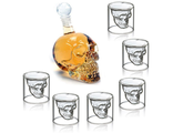 Комплект Стеклянный графин в форме черепа и 6 шт стаканов с черепами