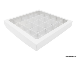 Коробка для конфет 25 шт (25 x 25 x 3 см) Белый Крышка-дно