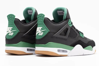 Nike Air Jordan Retro 4 (Черные с зеленым) Арт 7 новые
