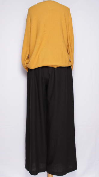 Брюки "Широкие палаццо крапива" шоколад, малахит, черные р.48-54