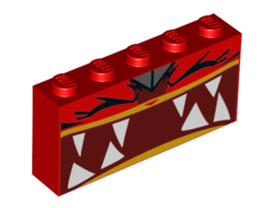 Brick 1 x 5 x 2 with Extremely Furious Ultrakatty Pattern, Red (39266pb03 / 6251085)