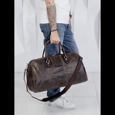 Кожаная дорожная сумка Normanno black (арт. 4007-01)