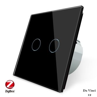 Двухклавишный сенсорный выключатель livolo с wifi чёрного цвета