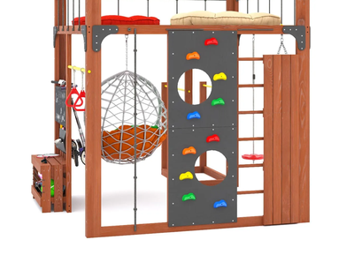 Детская площадка Савушка КУБ-1 (Махагон) с подушками и коконом