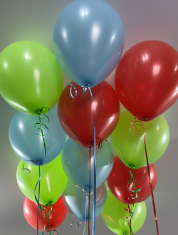 Шары голубой, красный, зелёный 12 шт под потолок