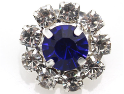 ПУГОВИЦЫ С КРИСТАЛЛАМИ, 16 мм. 50 шт. Р-000137, Цвет: сапфировый/серебристый