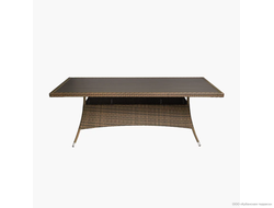 Стол Кипр прямоугольный ДПК/стекло 140 см из ротанга