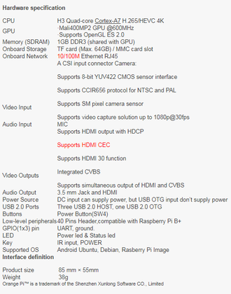 Orange Pi PC H3