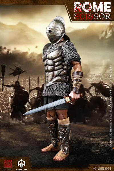 Римский гладиатор скисор (арбелас) в серебряной броне - Коллекционная ФИГУРКА 1/6 Imperial Army Hunting Ground Fighter SCISSOR Silver Edition (HH18034) - HHMODEL & HAOYUTOYS