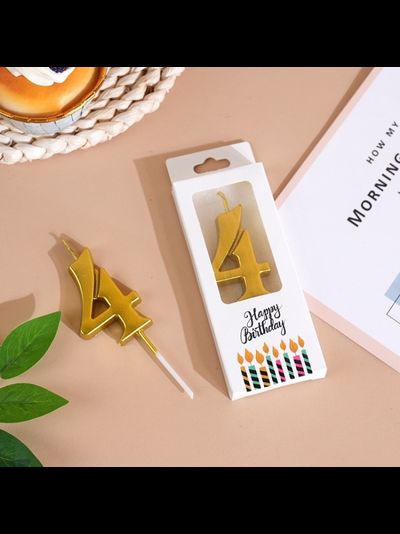 Свеча-цифра для торта "4" (золото)