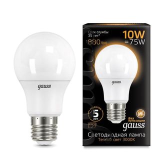 Лампа светодиодная Gauss LED A60 10Вт E27 880Лм 3000K (102502110)