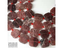 Авантюрин розовый крупные плоские фигурные бусины 18-20 мм, цена за нить 19 см