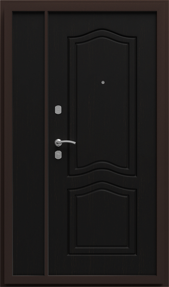 Металлическая двустворчатая дверь "Аврора венге" размер 1200*2050 мм / 1200*2200 мм