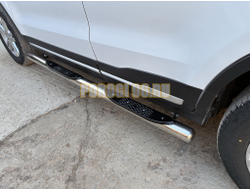 Пороги труба с проступью Папа Тюнинг d76 для BELGEE X70 2024-