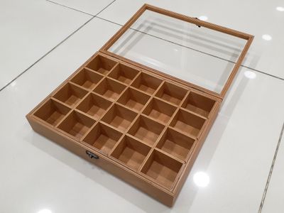 Коробка 20 ячеек, для коллекции камней и минералов, цвет &quot;Клен&quot;, крышка со стеклом (32*23*6 см, 1200 г) №25952