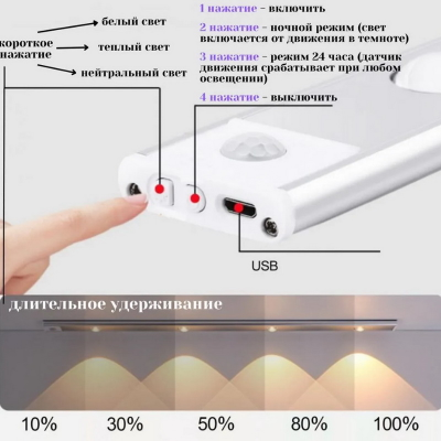 Светильник беспроводной плоский 80 см.
