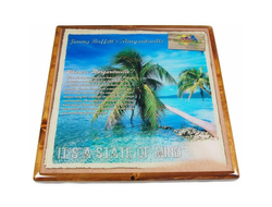 Digitally Printed Margaritaville Image with Stained Pine Wood Edge