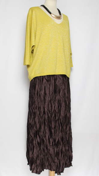 Юбка плотная шелковая "Жатая" хаки, кофе р.46-54