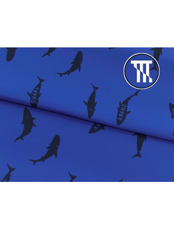 Дюспо принт Акулы, цв. Синий