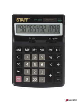Калькулятор настольный STAFF STF-2512 (170×125 мм), 12 разрядов, двойное питание. 250136